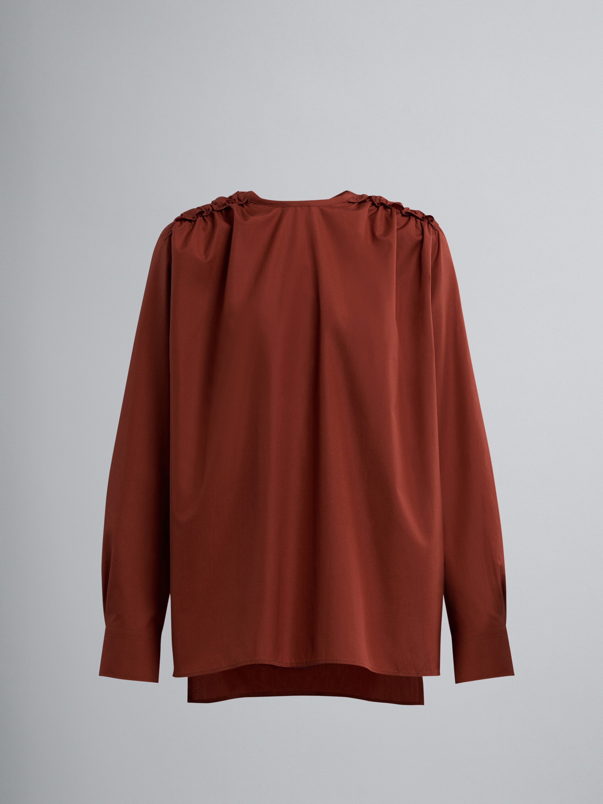 BROWN COTTON POPLIN SHIRT - 1