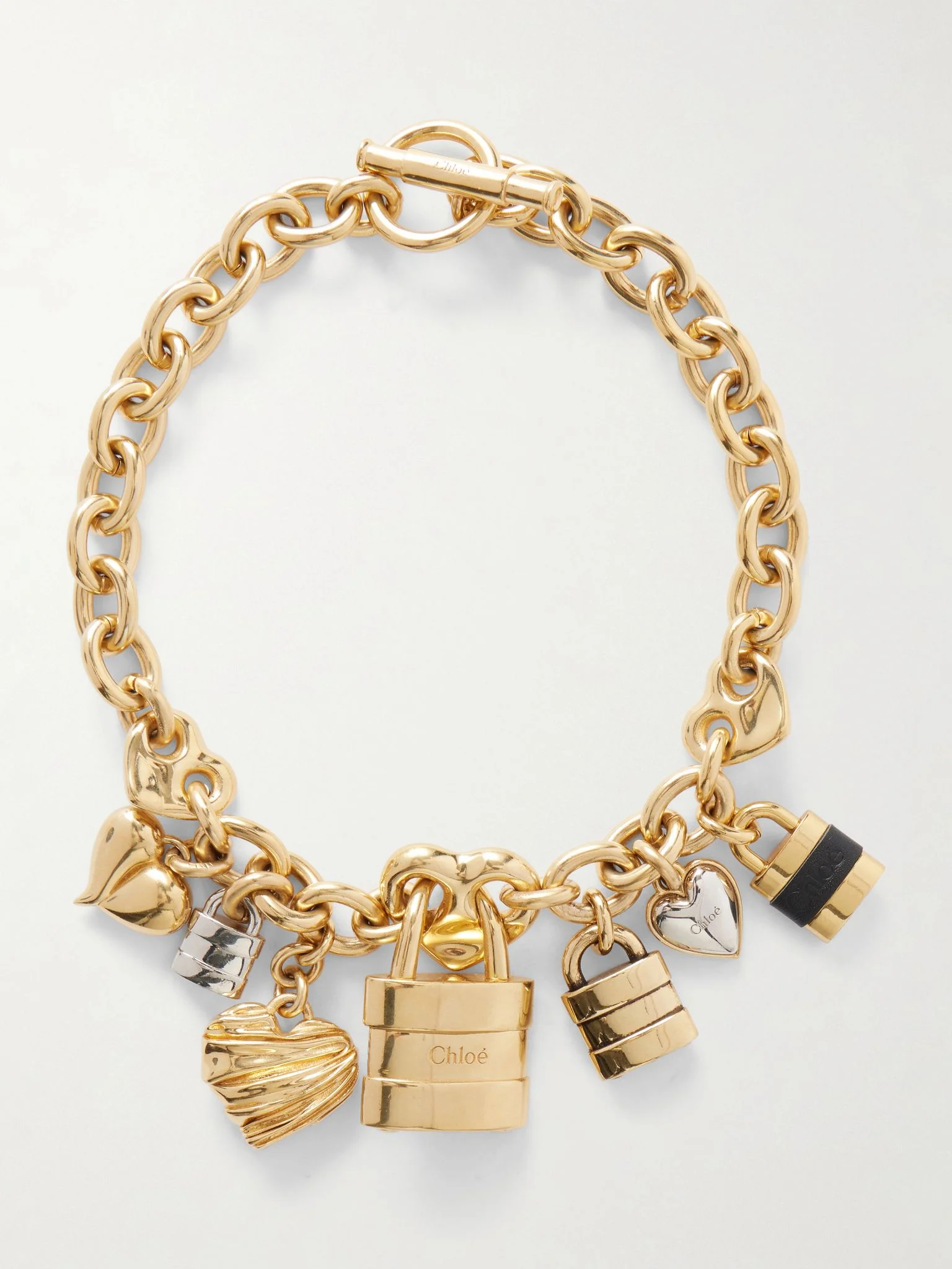 Gold-tone and leather necklace Gold - 1