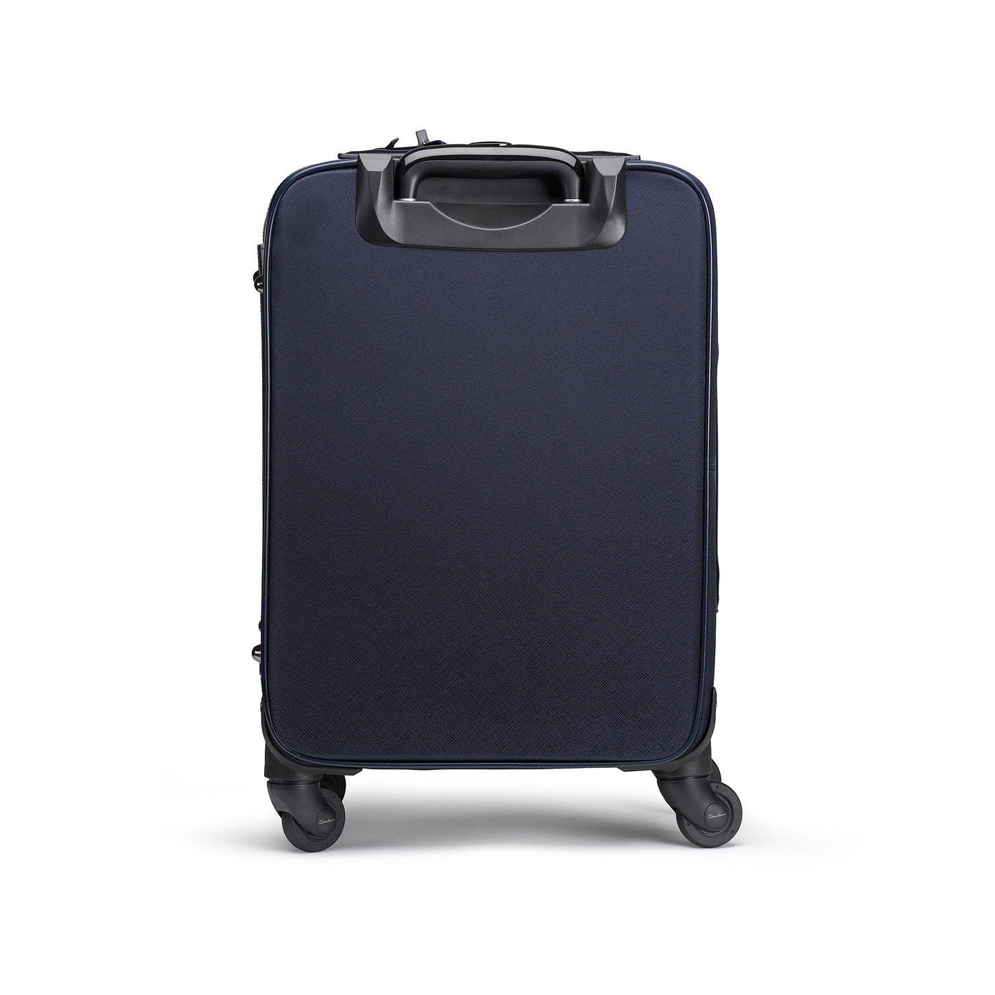 Blue printed leather travel suitcase - 4