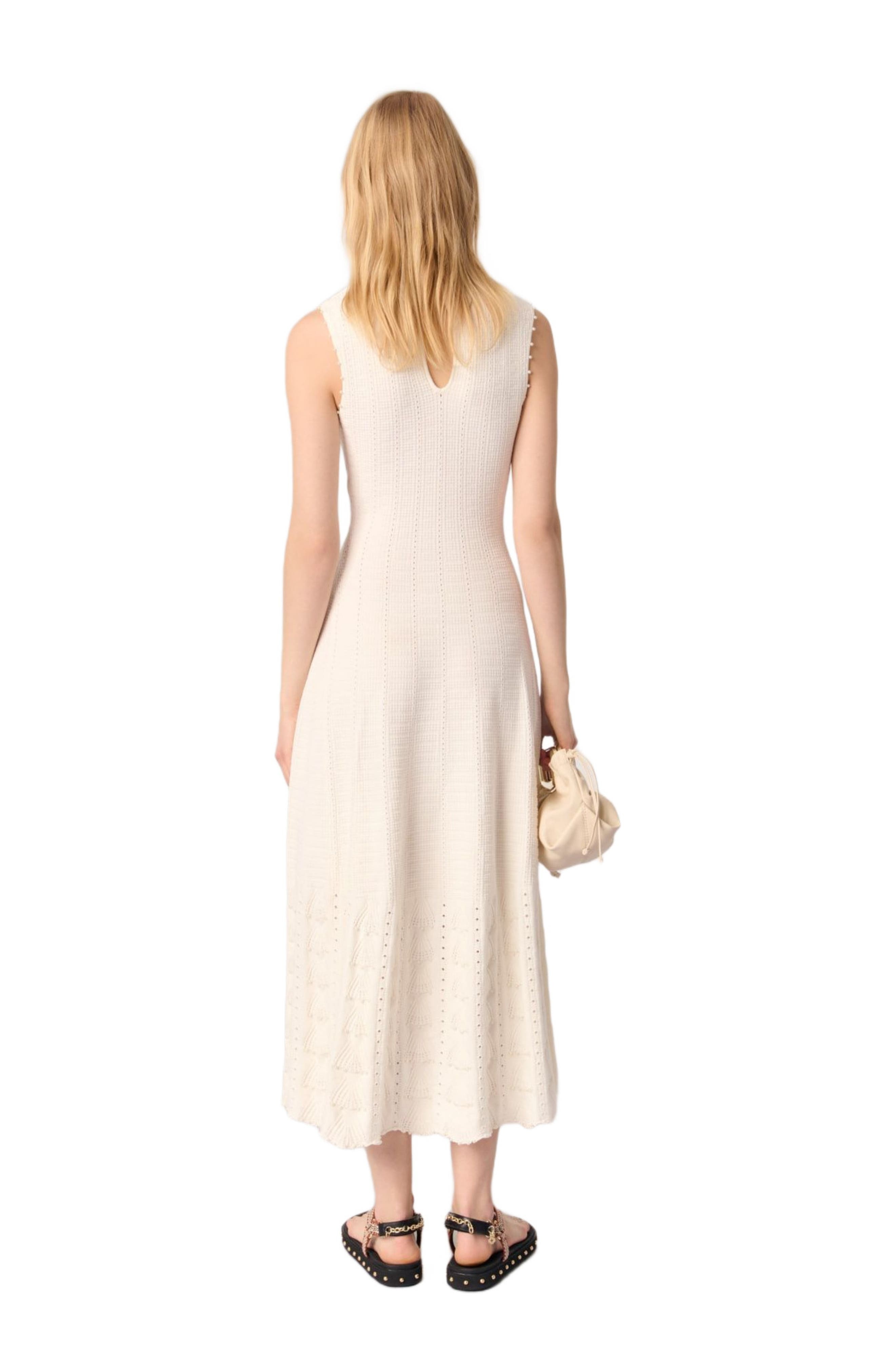 maje Beaded pointelle knit dress in White at Nordstrom - 2