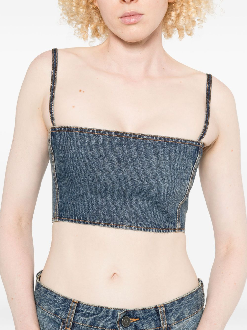 cropped denim top - 6