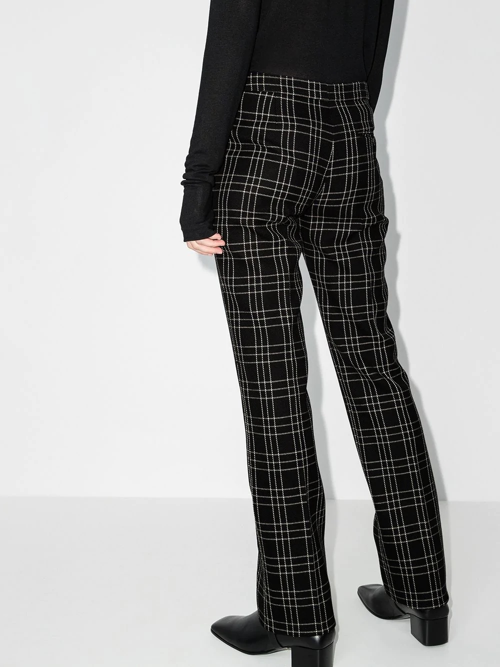 check-pattern slim-leg trousers - 3