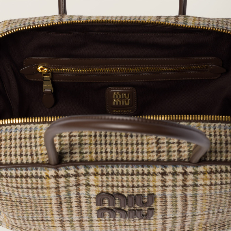 Beau tartan top-handle bag with leather details 6