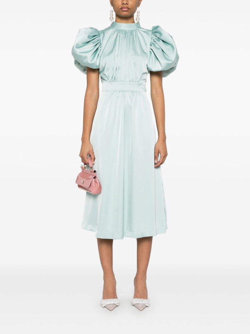 ROTATE puff-sleeve satin midi dress outlook