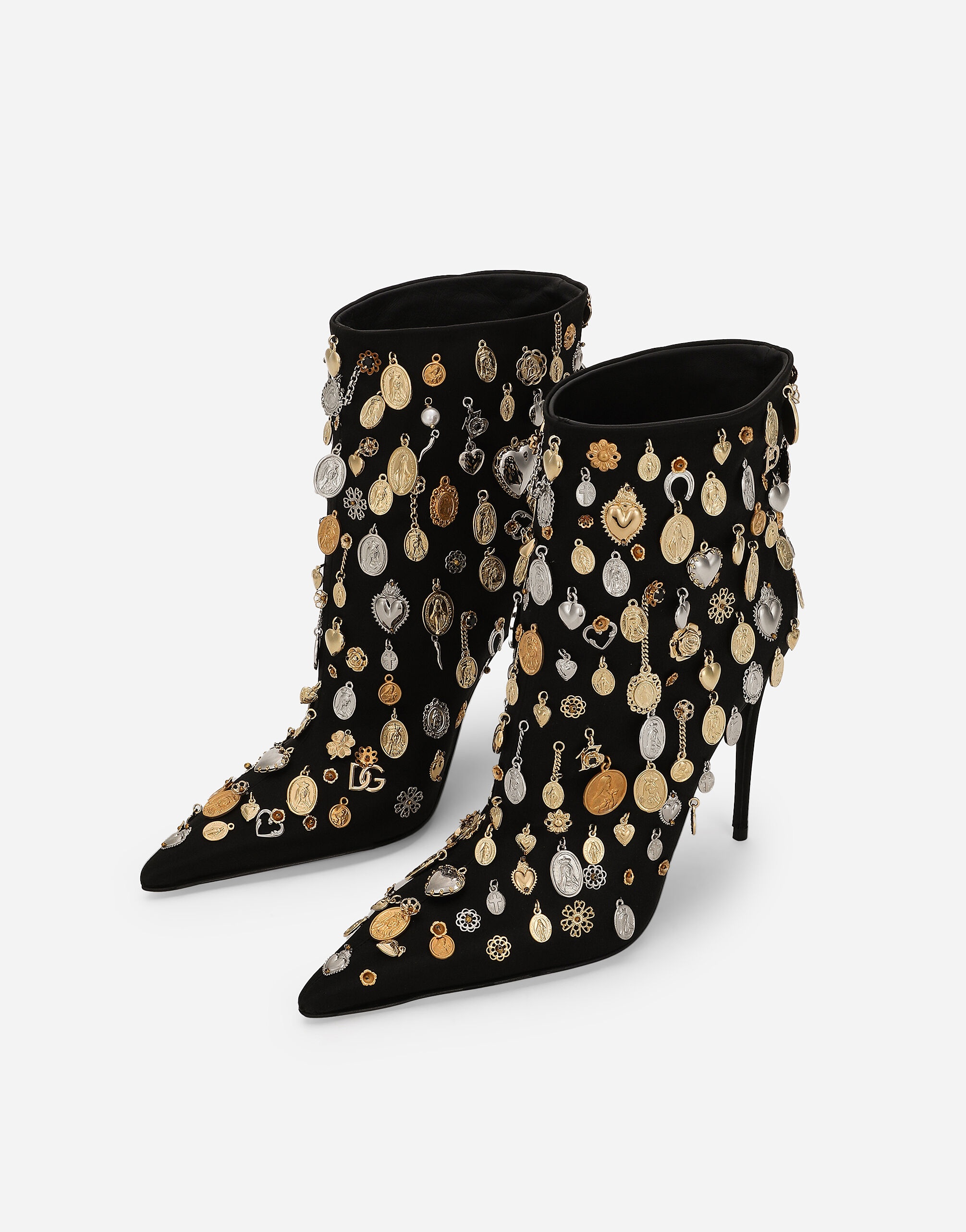 Satin and embroidered ankle boots - 4