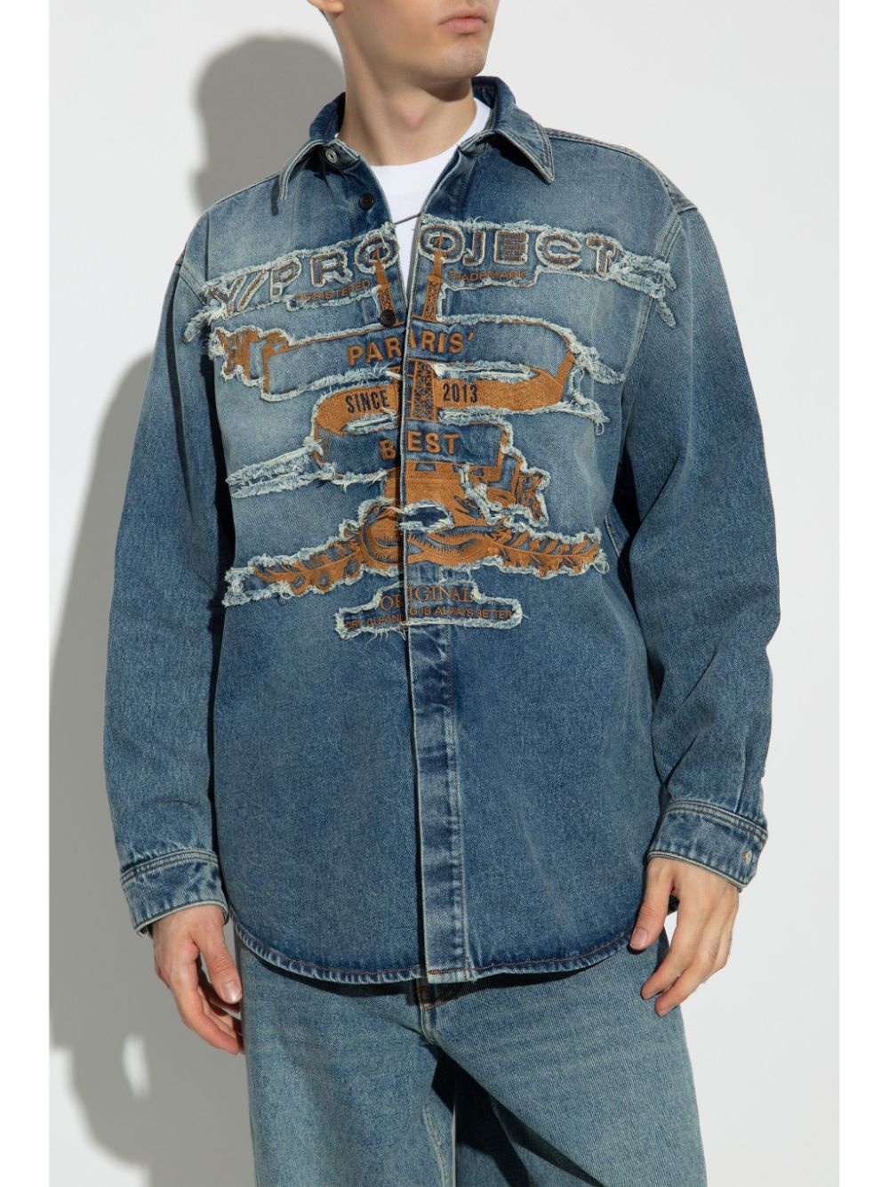 distressed denim shirt - 3