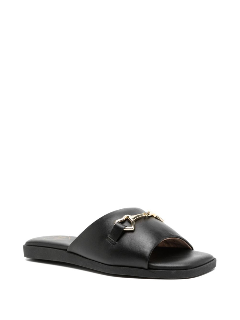 Moschino buckle detailing leather slides outlook
