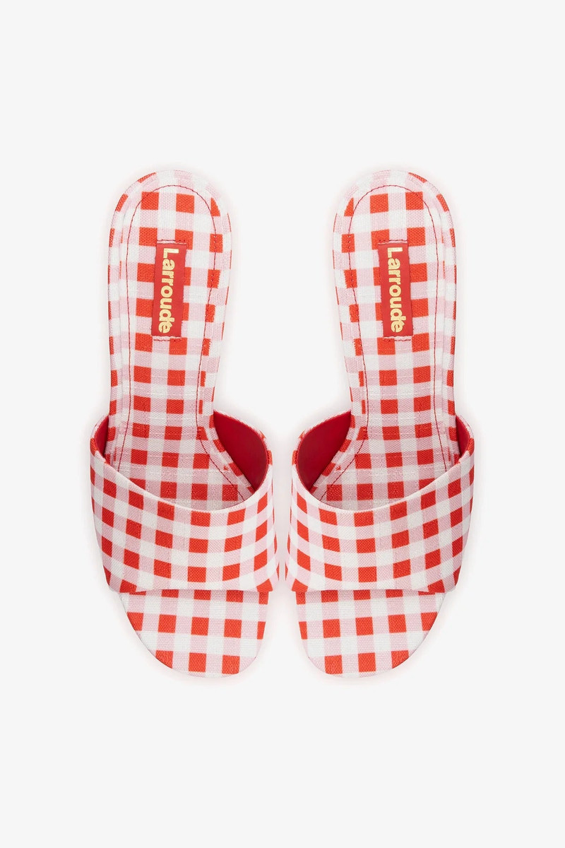 Dolly Platform Mule Scarlet Printed Raffia 7