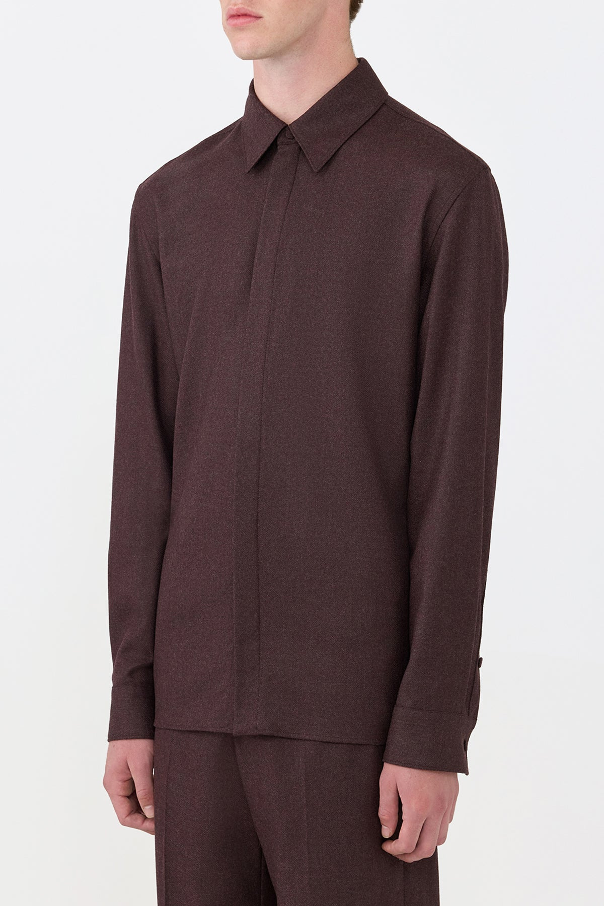 Abbe Shirt in Burnt Sienna Virgin Wool Cashmere - 3