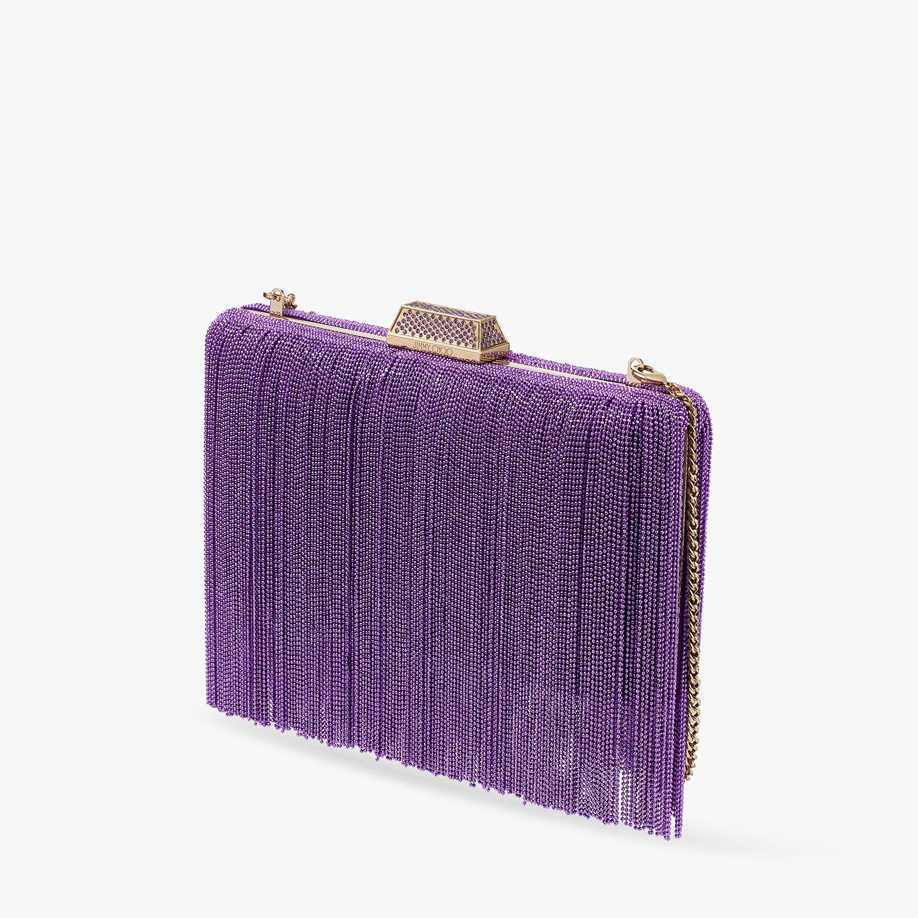 Clemmie
Cassis Satin Clutch Bag with Chain Fringe - 2