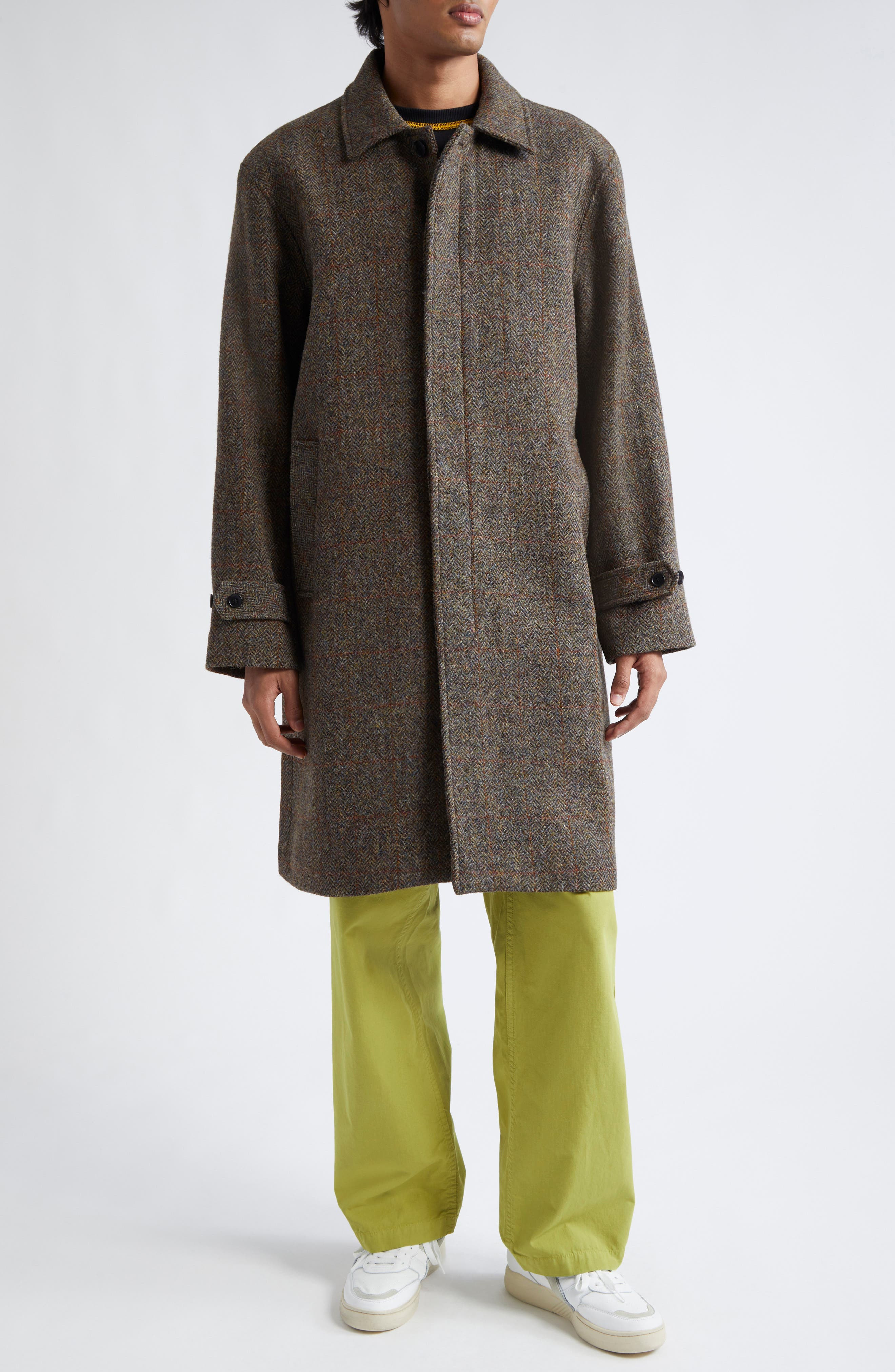 PALMES Cedric Wool Herringbone Topcoat in Brown Herringbone at Nordstrom - 2