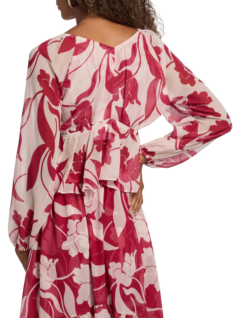 Women's Susan Floral Chiffon V-Neck Top - Cherry Flora 5