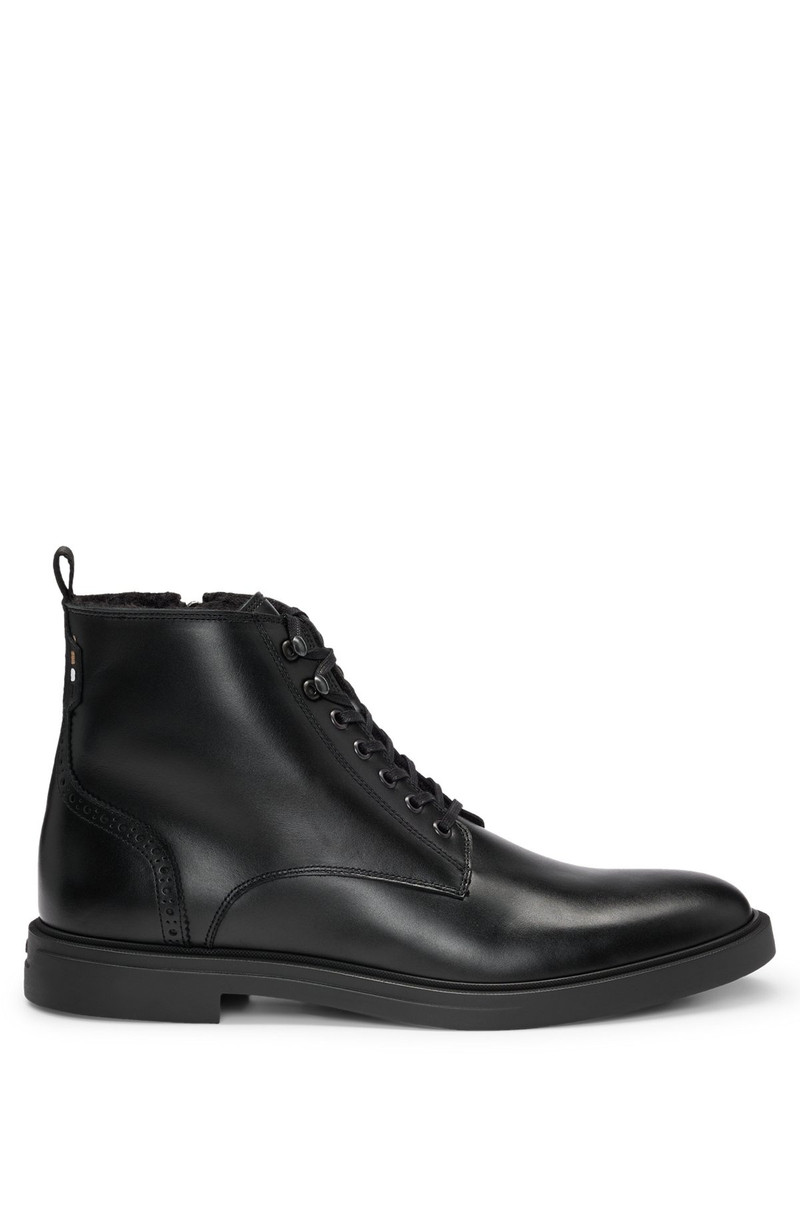 LEATHER HALF BOOTS WITH LINING AND BROGUE DETAILS 1
