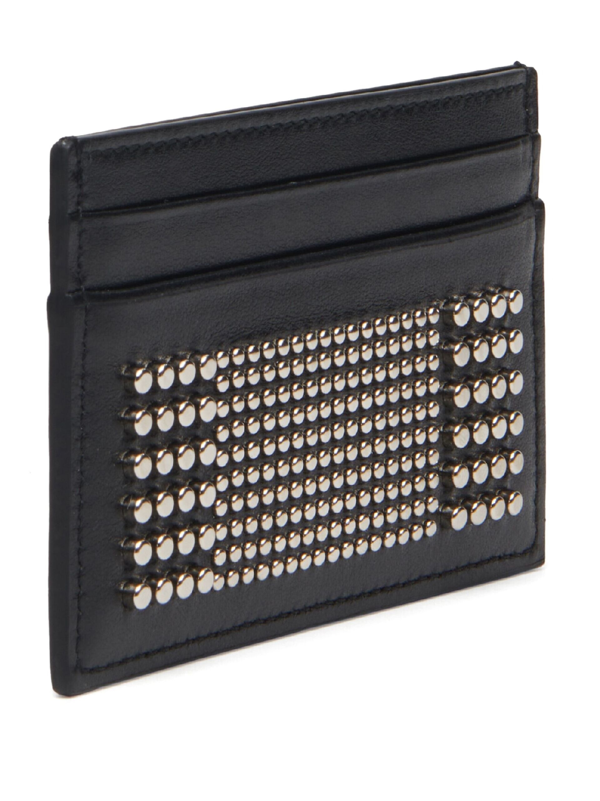 black studded leather card holder - 3