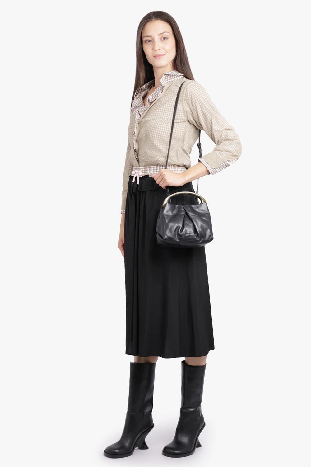 DECONSTRUCTED CUT OUT MIDI SKIRT | BLACK/BROWN - 2