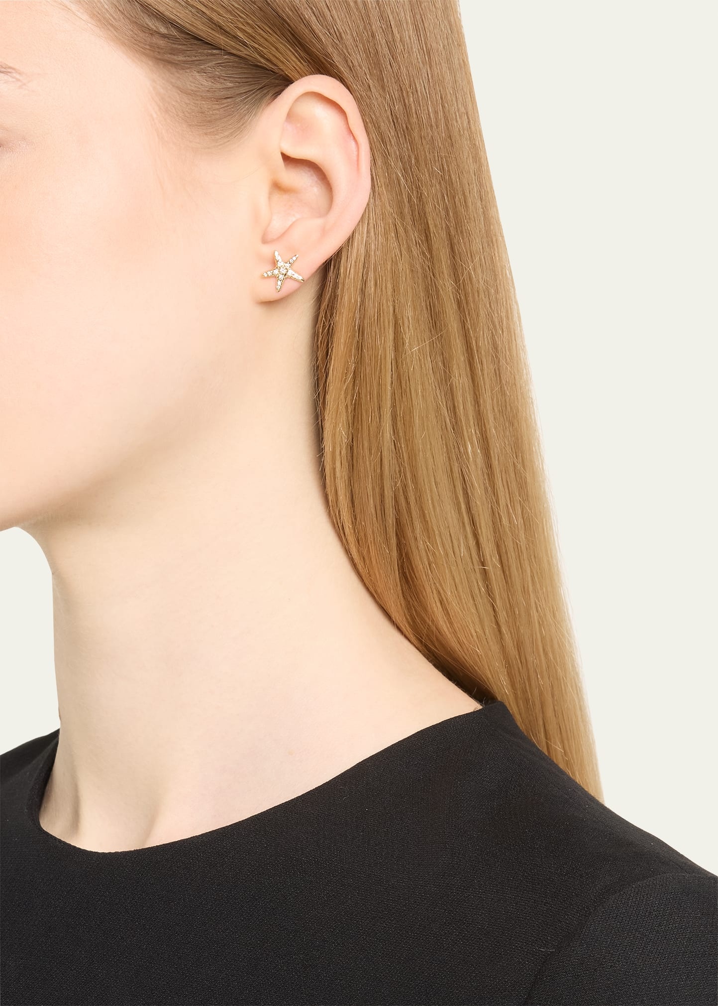 14K Yellow Gold Starfish Stud Earring, Single - 2