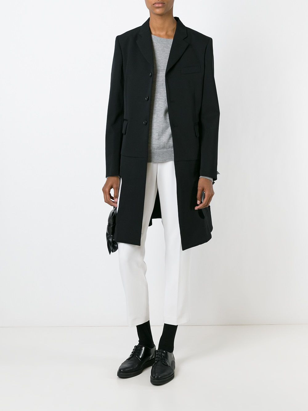cut-out bow detailing coat - 2