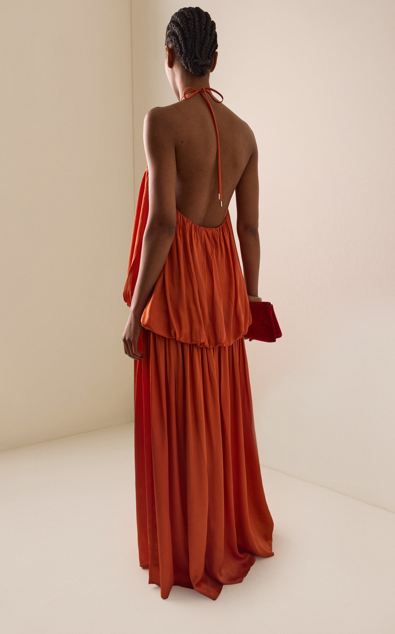 Dreamt Satin Maxi Halter Dress pink 4