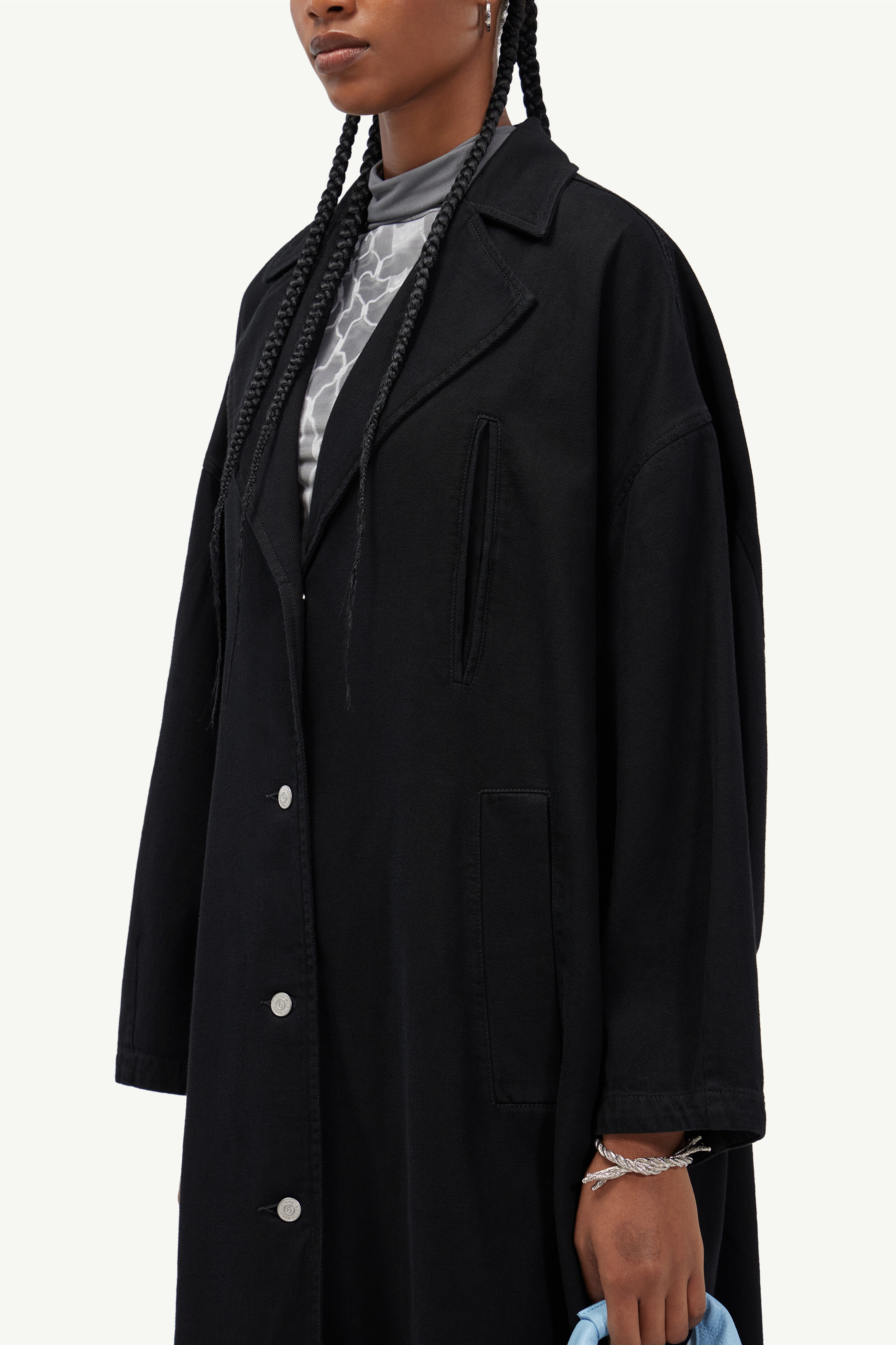 Oversized indigo denim coat - 5