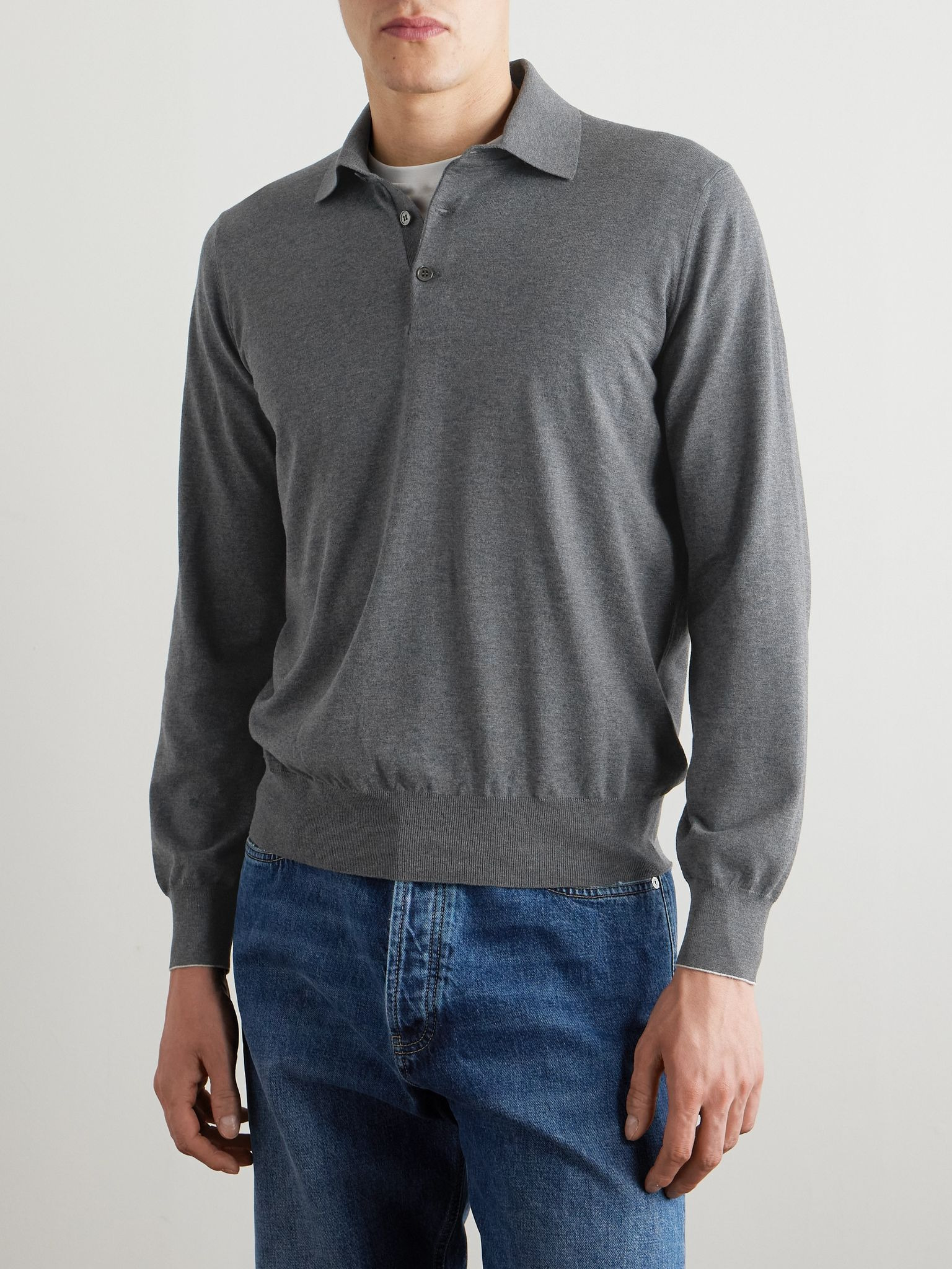 Cotton Polo Shirt Gray - 3
