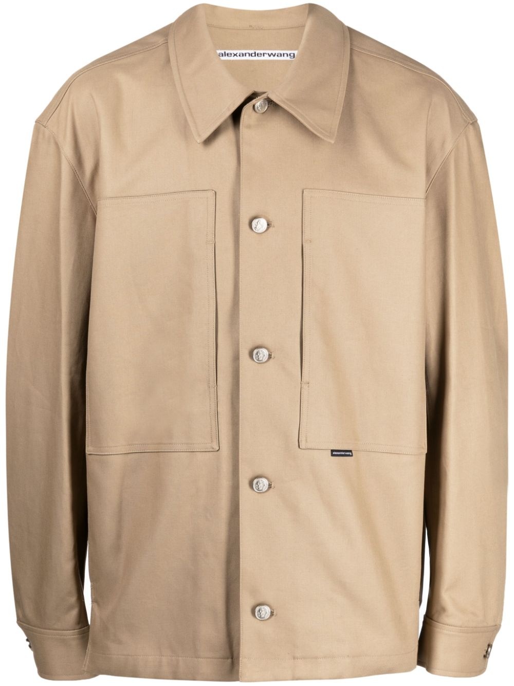 button-up cotton shirt jacket - 1