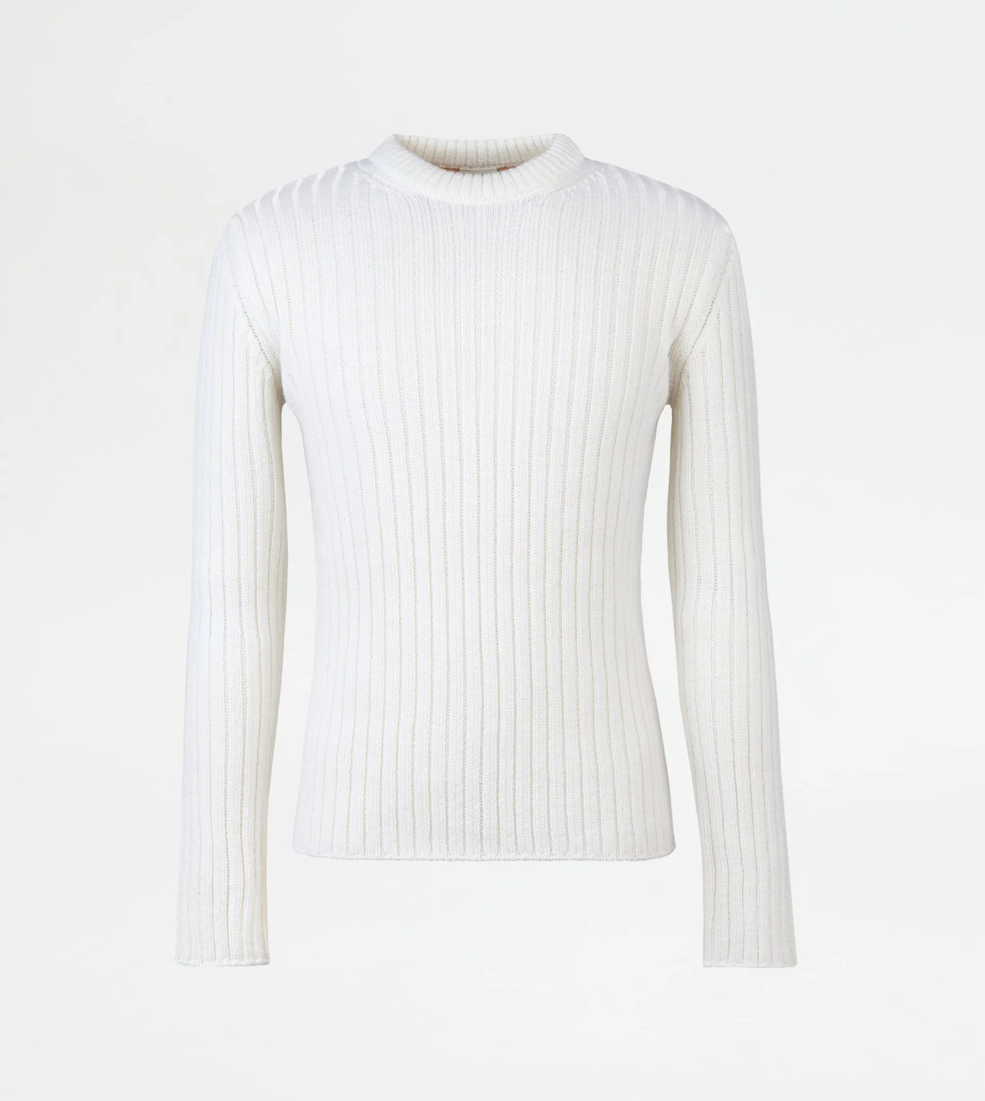 ROUND-NECK PULLOVER IN MERINO WOOL - GREY - 1