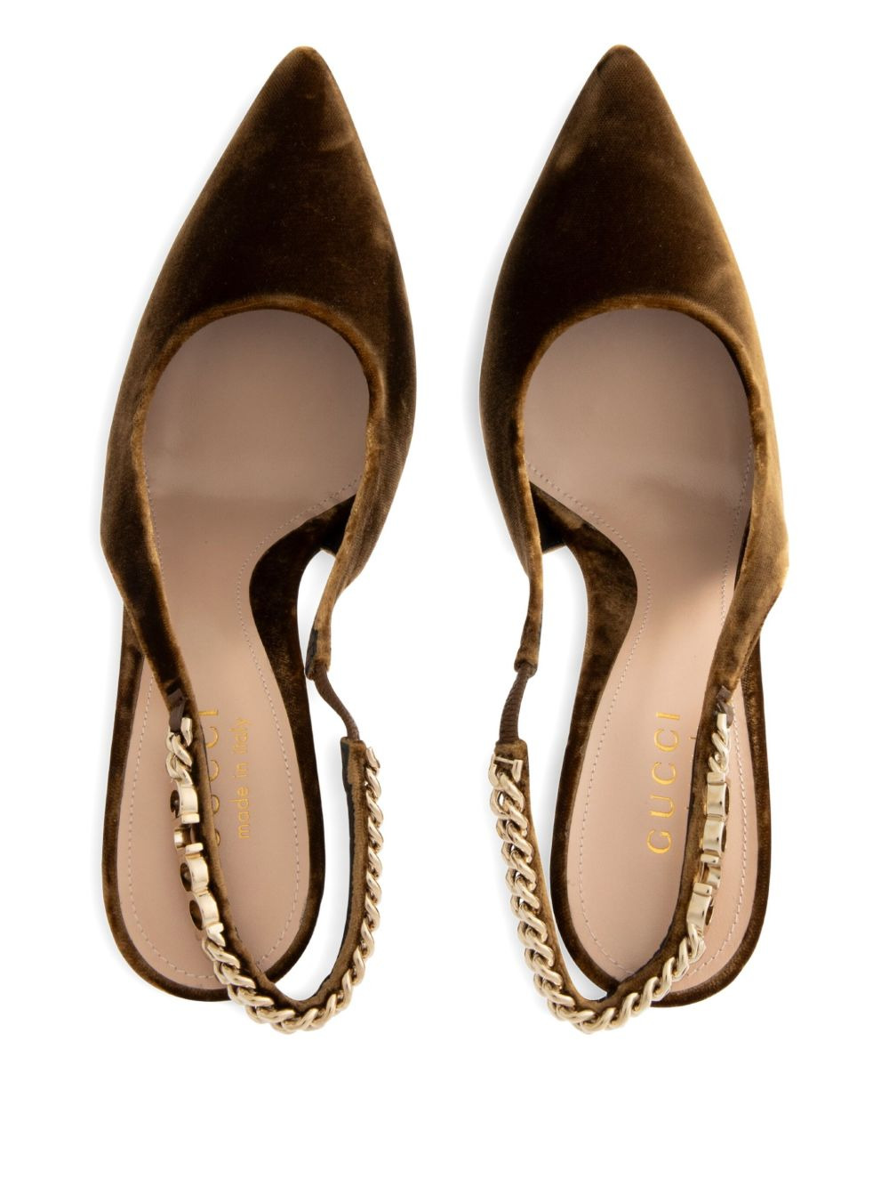 105mm Signoria chain-embellished velvet pumps - 3