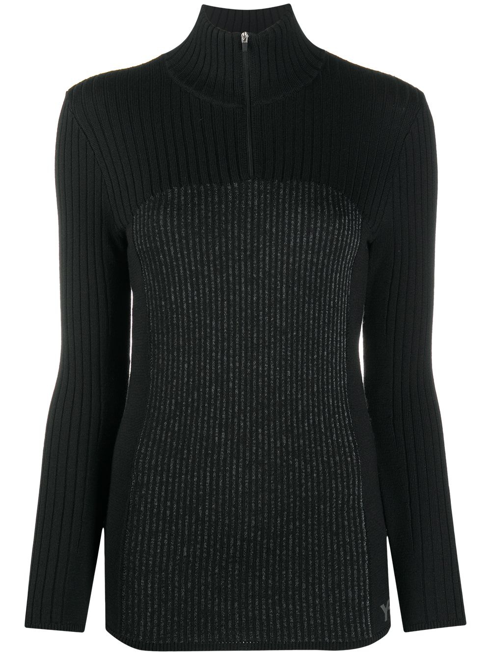 ribbed knit high-neck top - 1