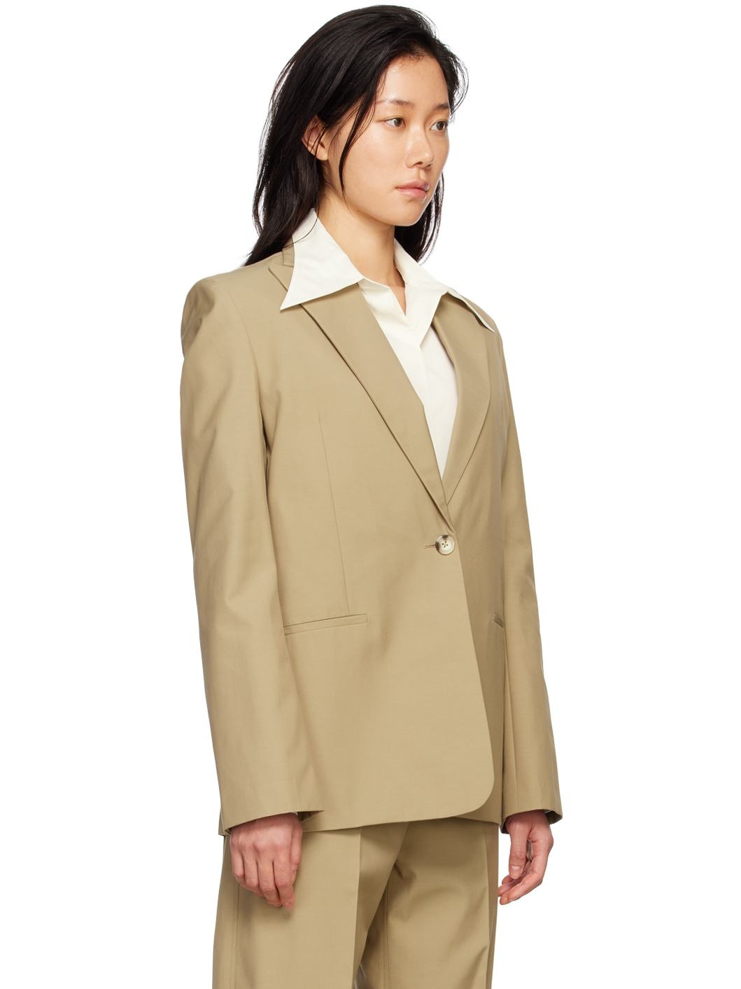 Brown Single Button Blazer - 2