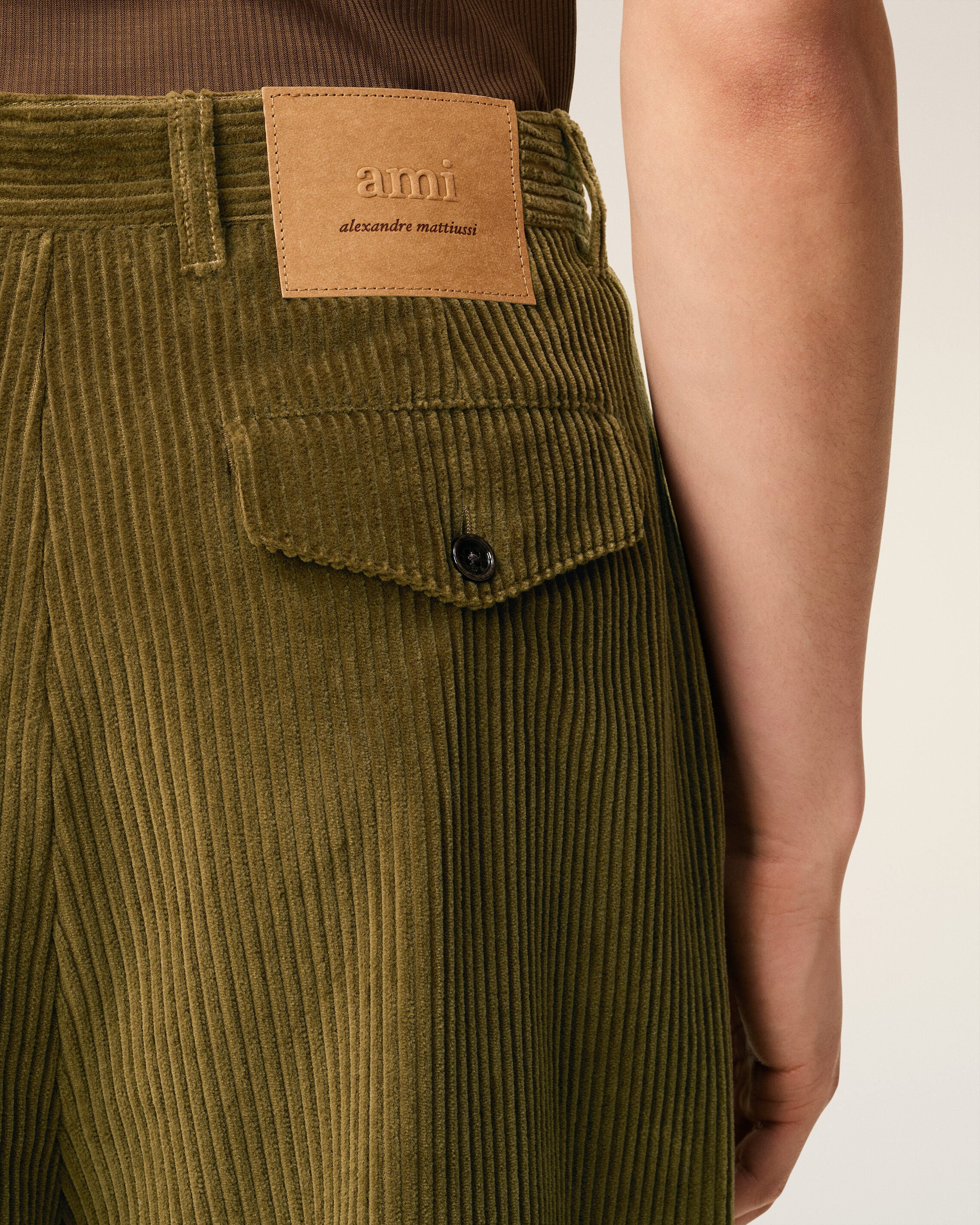 GREEN COTTON CARROT CORDUROY OVERSIZED TROUSERS - 5