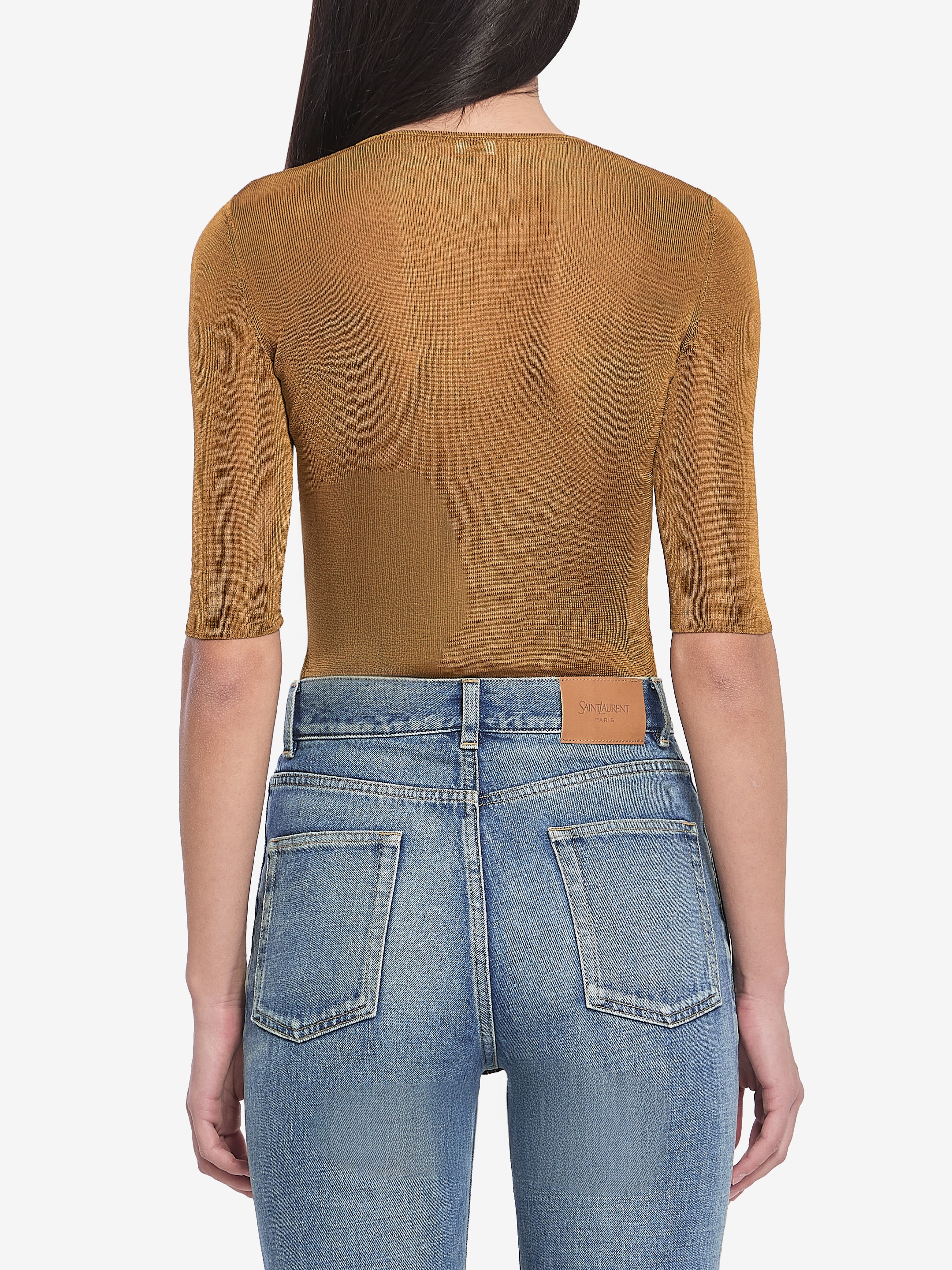 SAINT LAURENT Cropped top with Cassandre | leam | REVERSIBLE