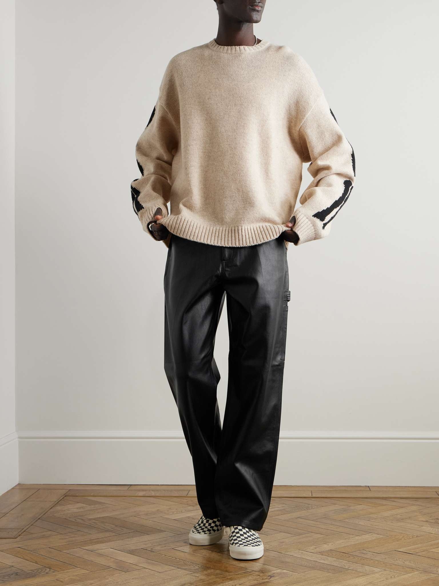 Single-Knee Straight-Leg Full-Grain Trousers - 2
