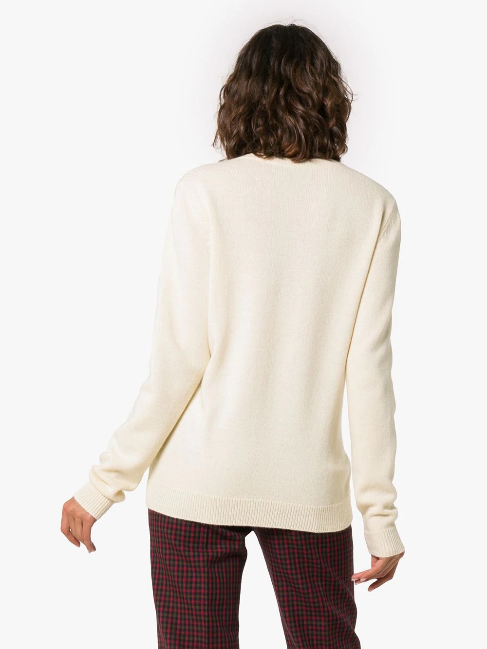 Flower Appliqué Cashmere Sweater  - 4