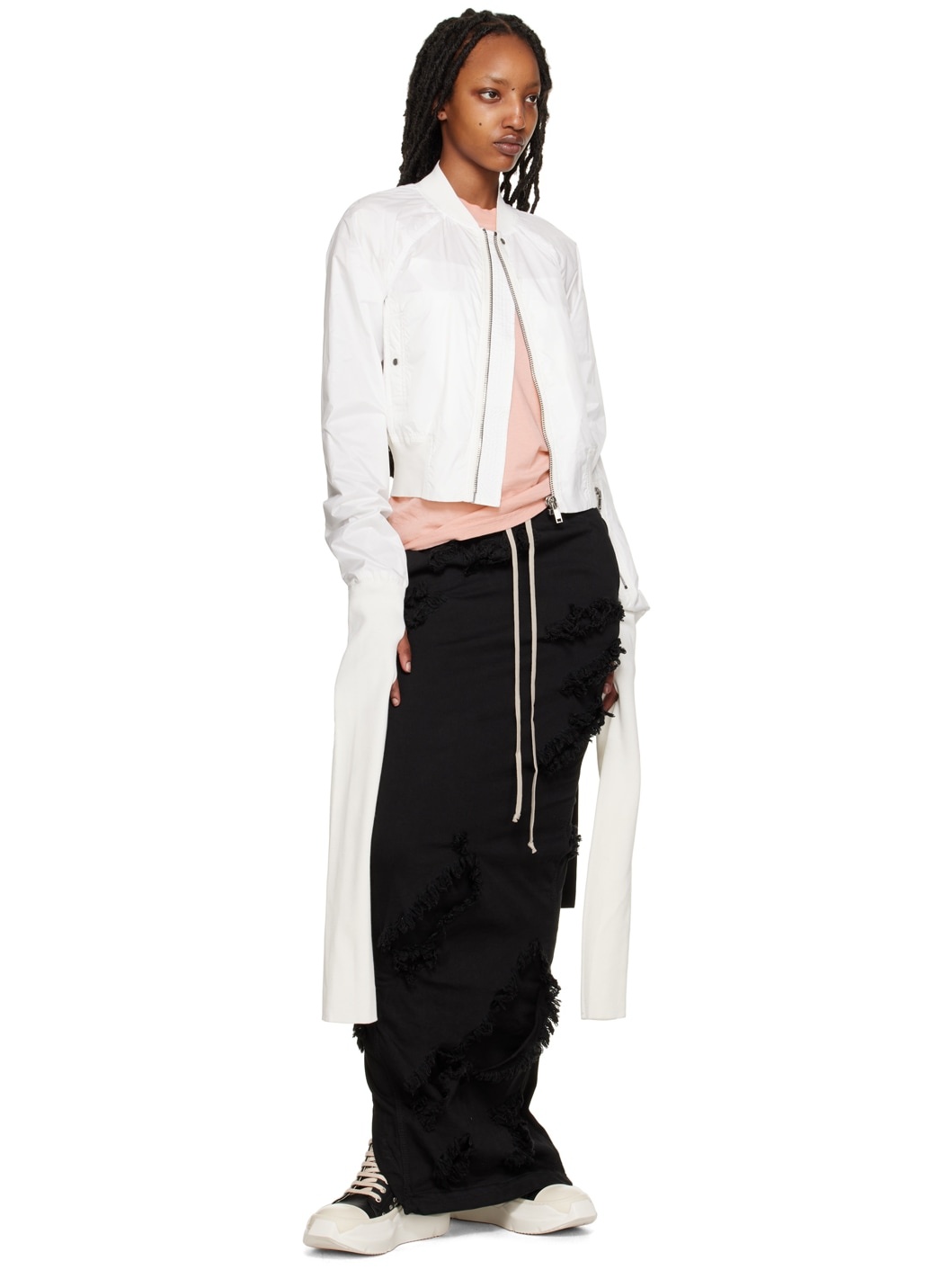 Rick Owens DRKSHDW White Gauntlet Faun Bomber Jacket | ssense | REVERSIBLE