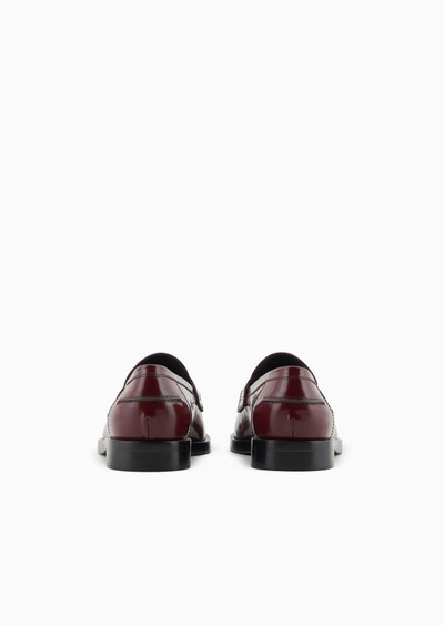 EMPORIO ARMANI Brushed leather loafers with eagle plate outlook