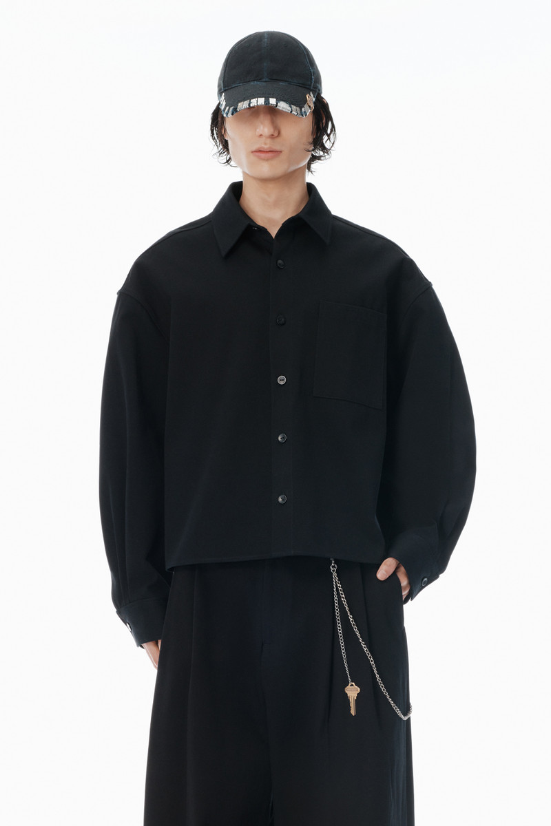 black cotton boxy button up shirt 2