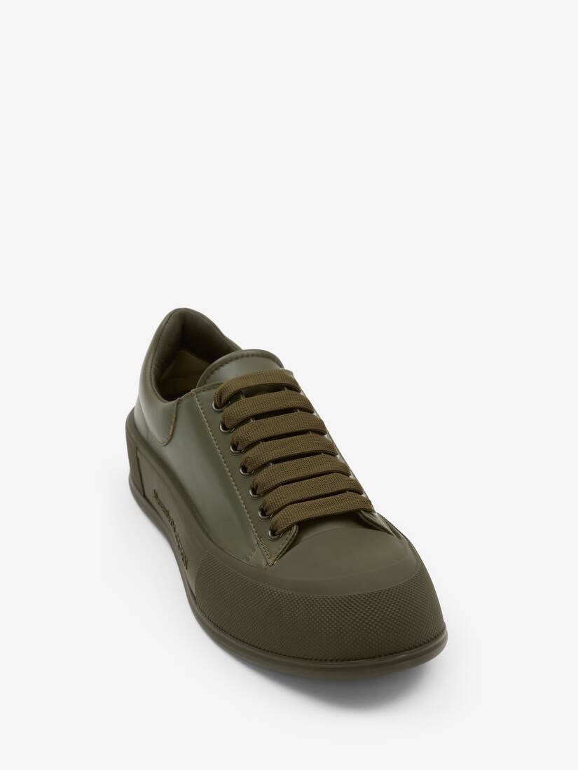 Deck Lace-up Plimsoll in Khaki - 2