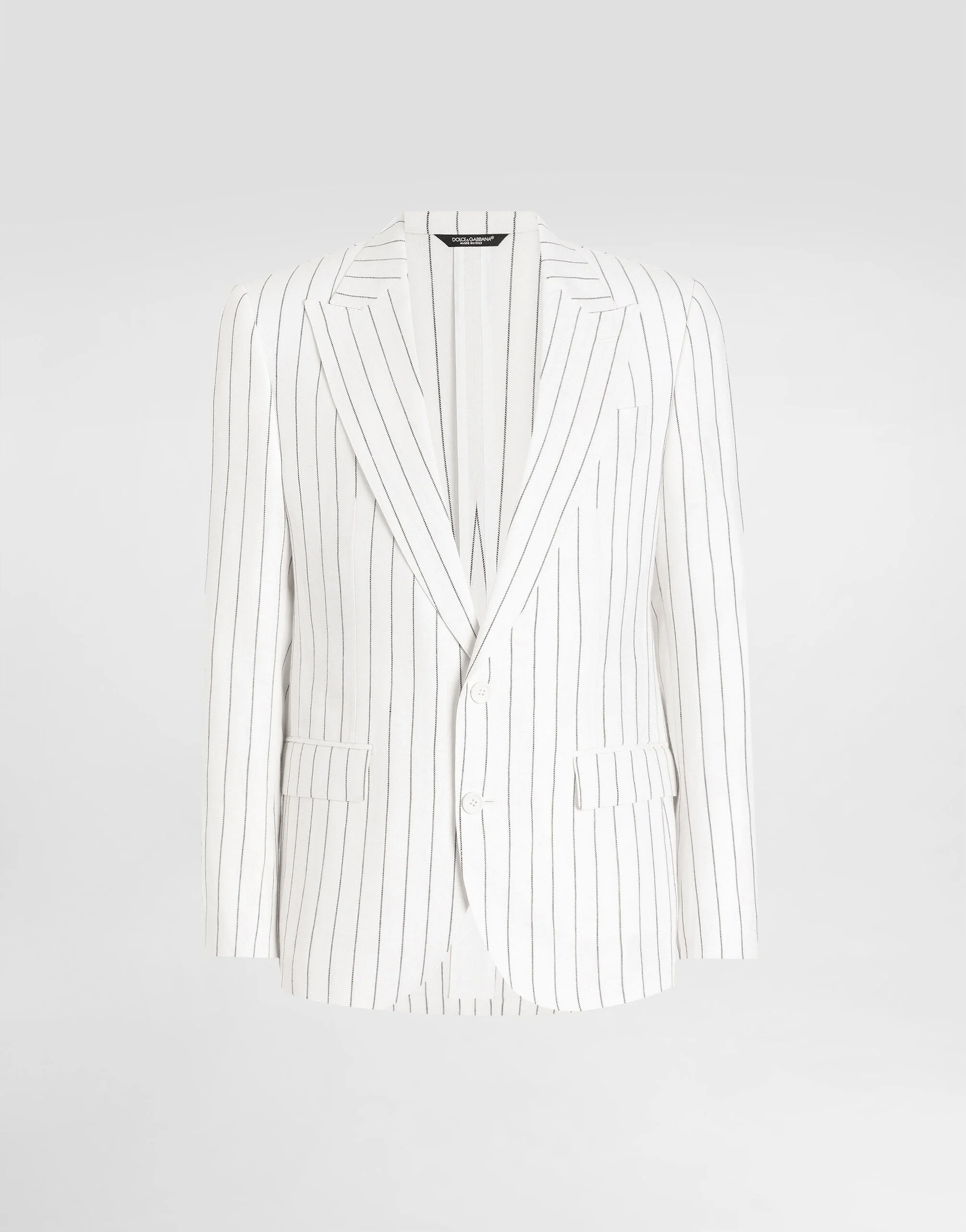 Single-breasted pinstripe linen-blend jacket - 1