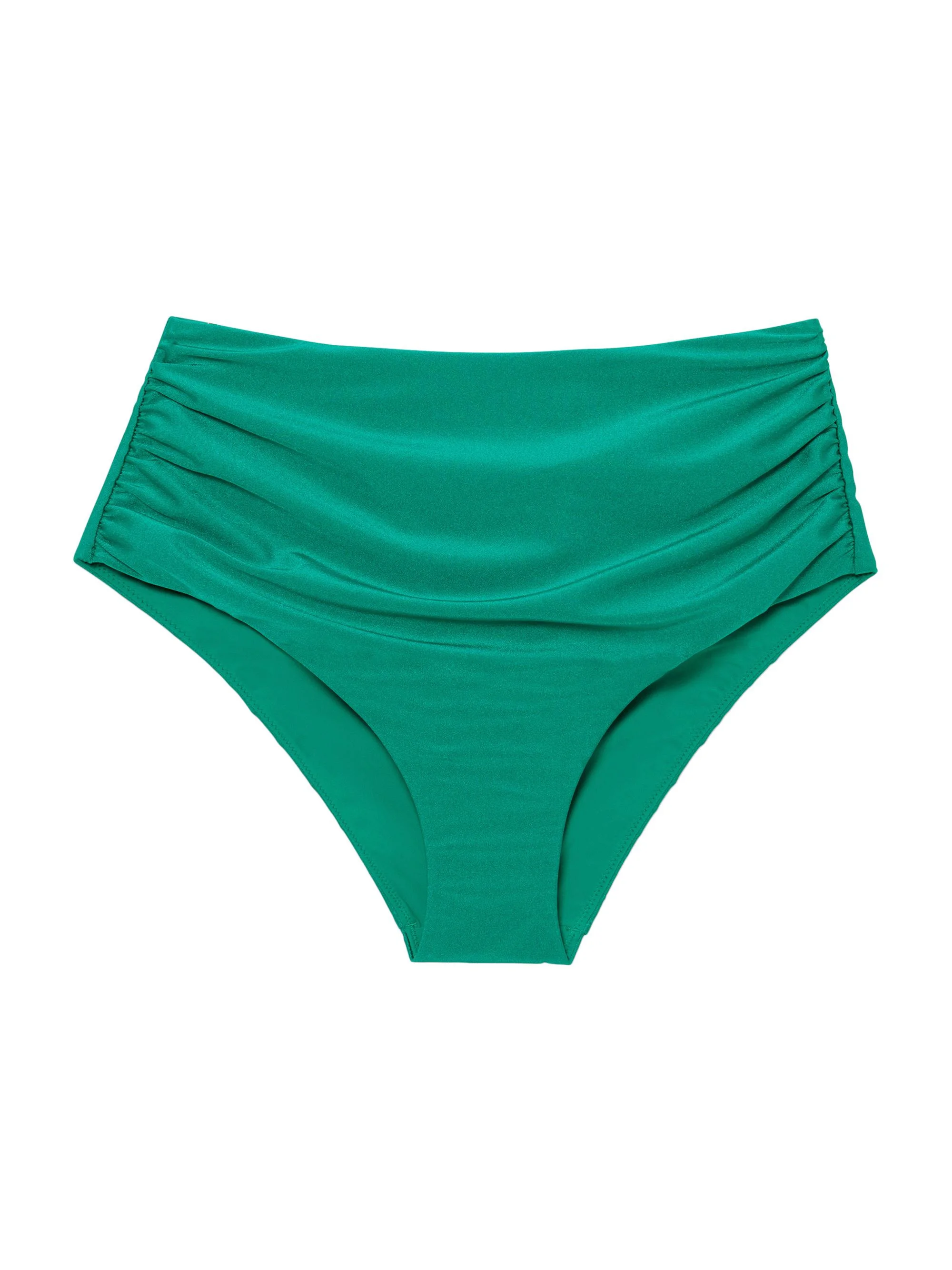 Women's Teya High-Rise Ruched Bikini Bottom - Kelly Green - 1