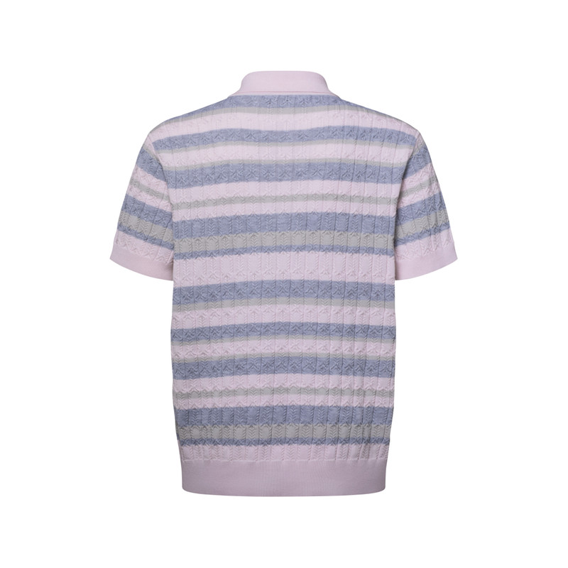 Stripy Cable-Knit Polo Shirt 3