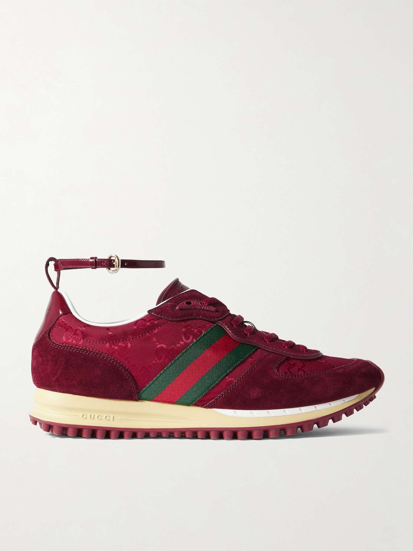 スニーカー GUCCI Burgundy Gg Fabric And Suede Re-Motion Sneakers Women's Gucci Re-Motion sneaker in Rosso Ancora red GG nylon