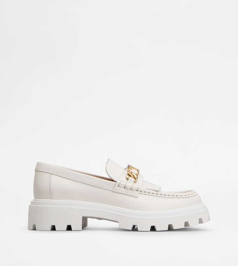 TOD'S FRINGED LOAFERS IN LEATHER - WHITE - 1
