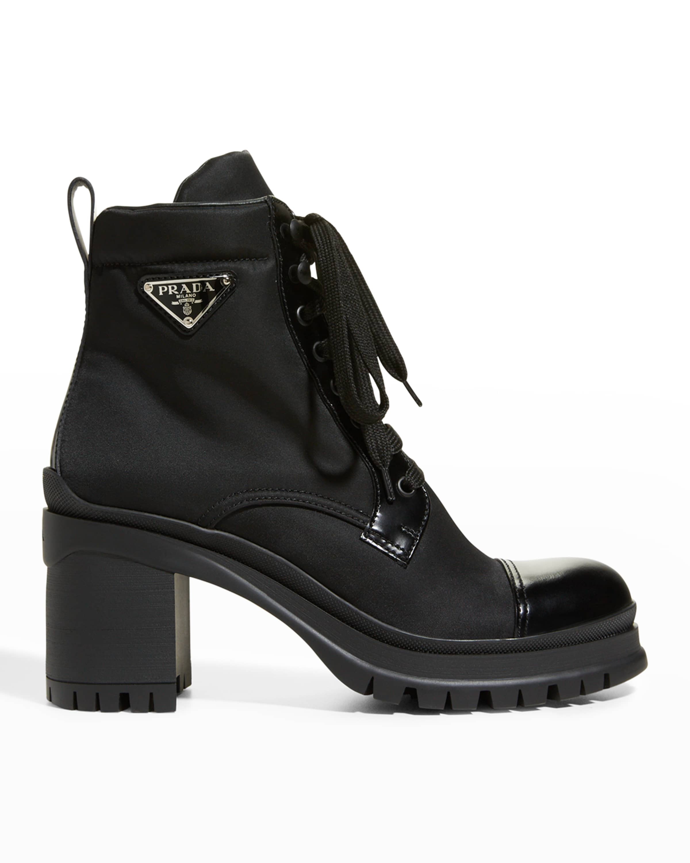 Prada block heel combat boot deals