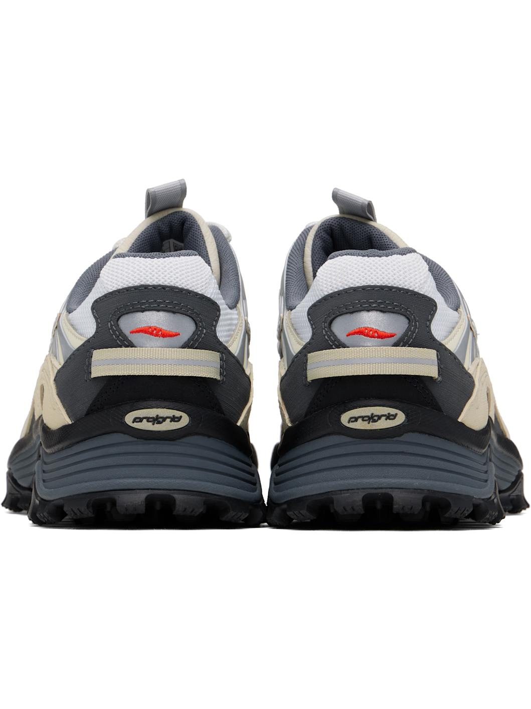 Beige & White Grid Aura X Sneakers - 2