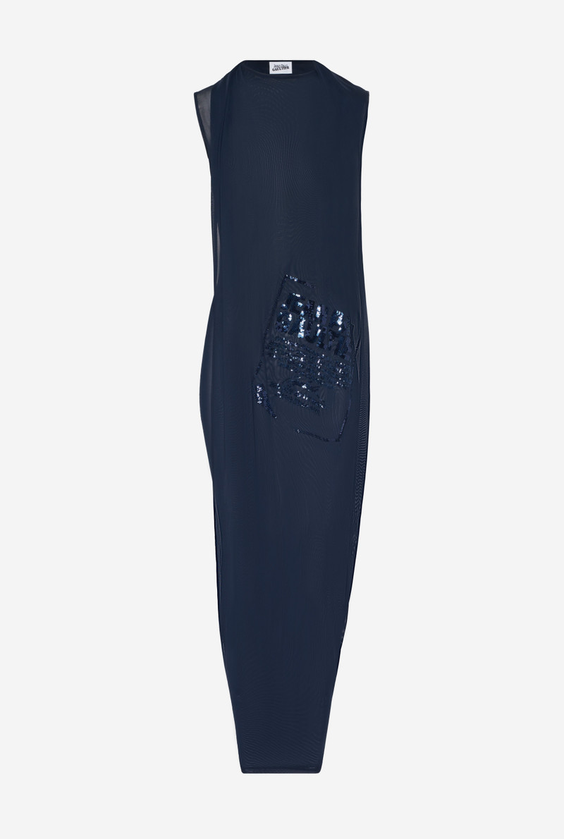 THE LONG NAVY EMBROIDERED DRESS 5