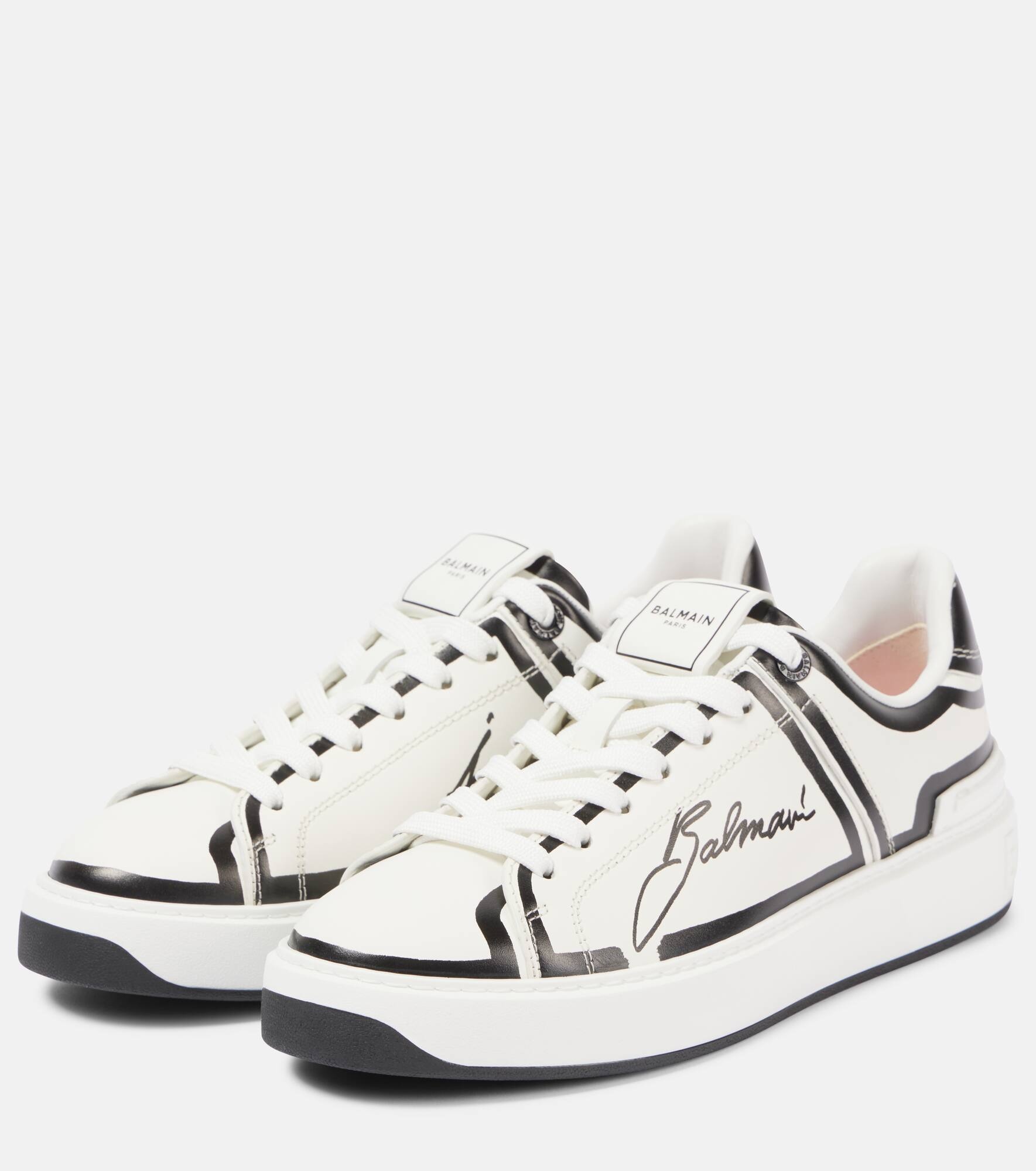 B-Court logo leather low-top sneakers - 4