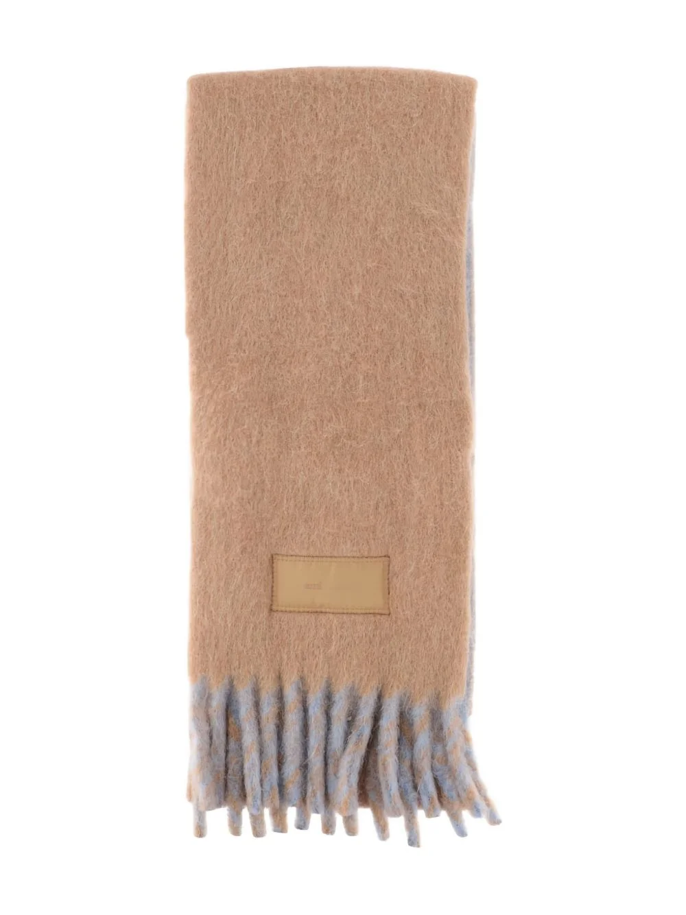 fringed logo-patch scarf - 1