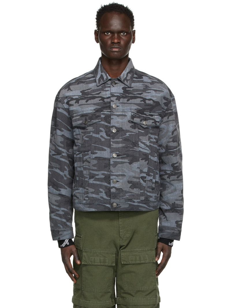Black Denim Camo Large Fit Jacket - 1