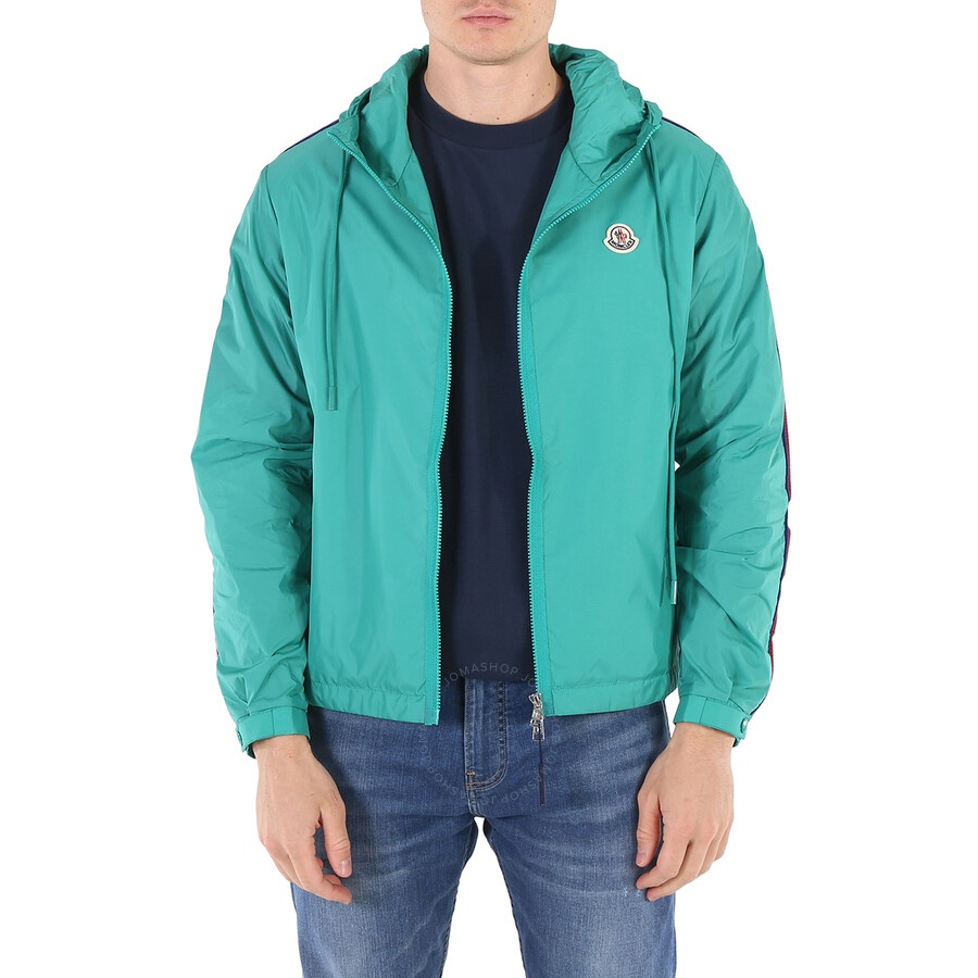 Moncler Men's Medium Green Hattab Hooded Rain Jacket - 1