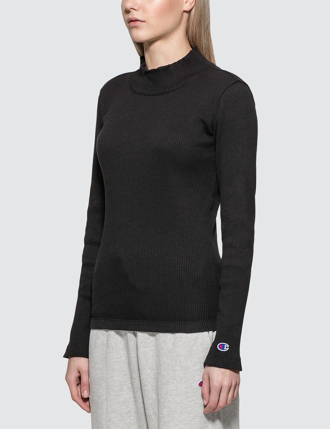 RIBBED TURTLE NECK LONG SLEEVE TOP - 2